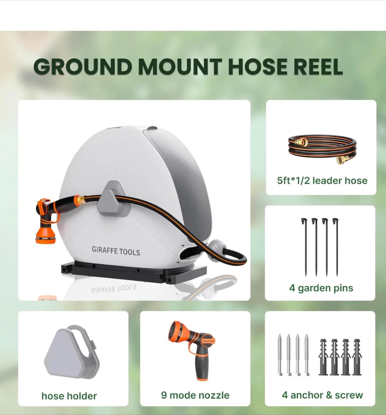 Giraffe Tools Retractable Hose Reel - 82ft image indicator(10)