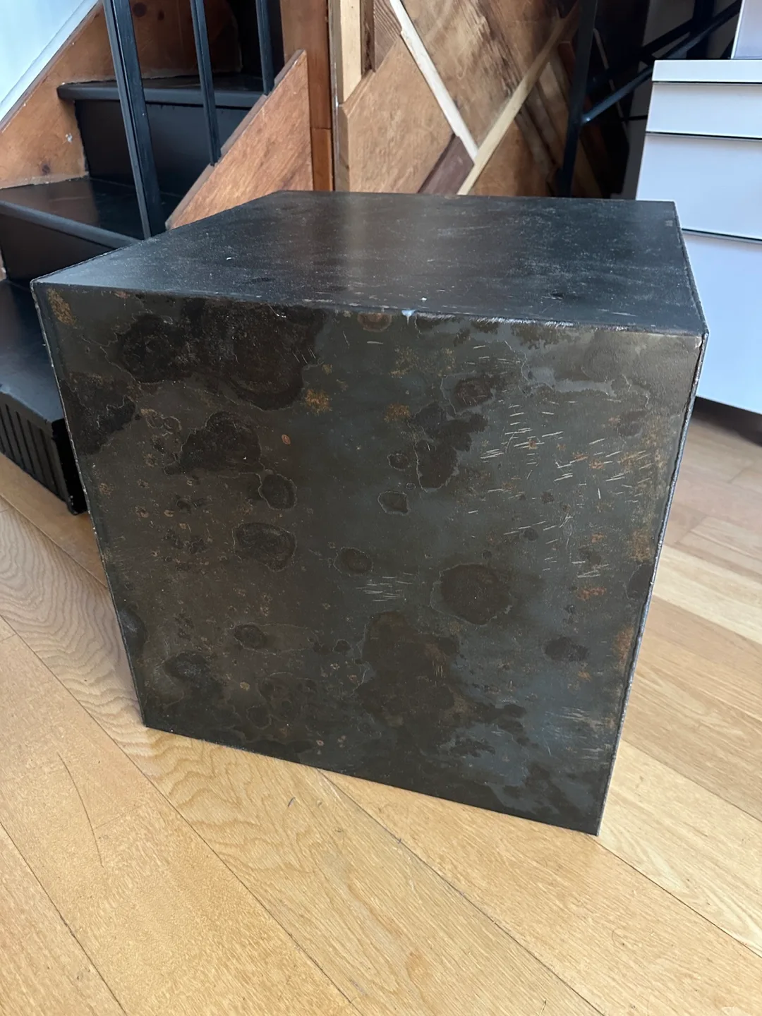STYLE GARAGE BRUTALIST HOT ROLLED STEEL COFFEE SIDE END TABLE thumbnail