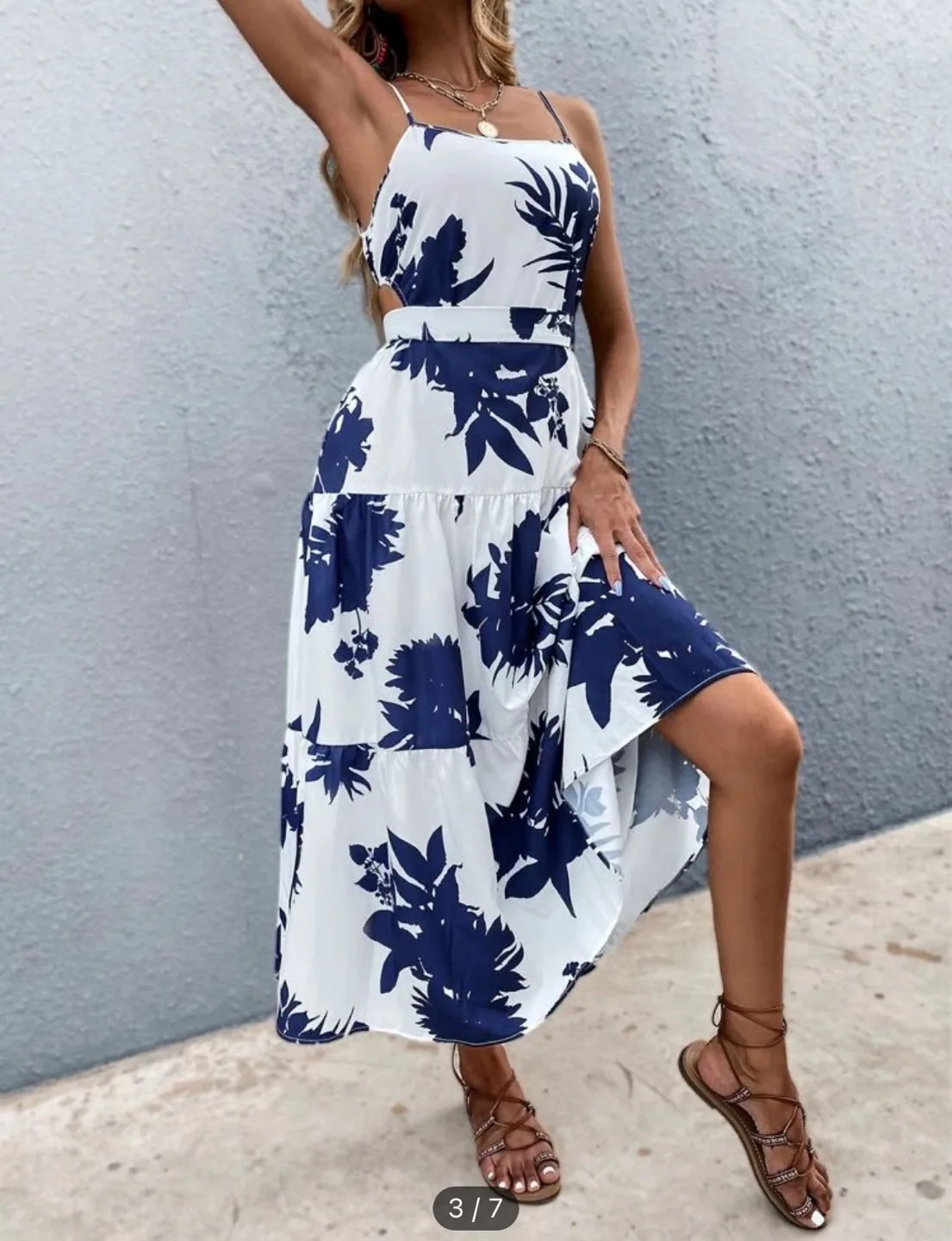 Floral Print Cutout Maxi Dress (new) thumbnail