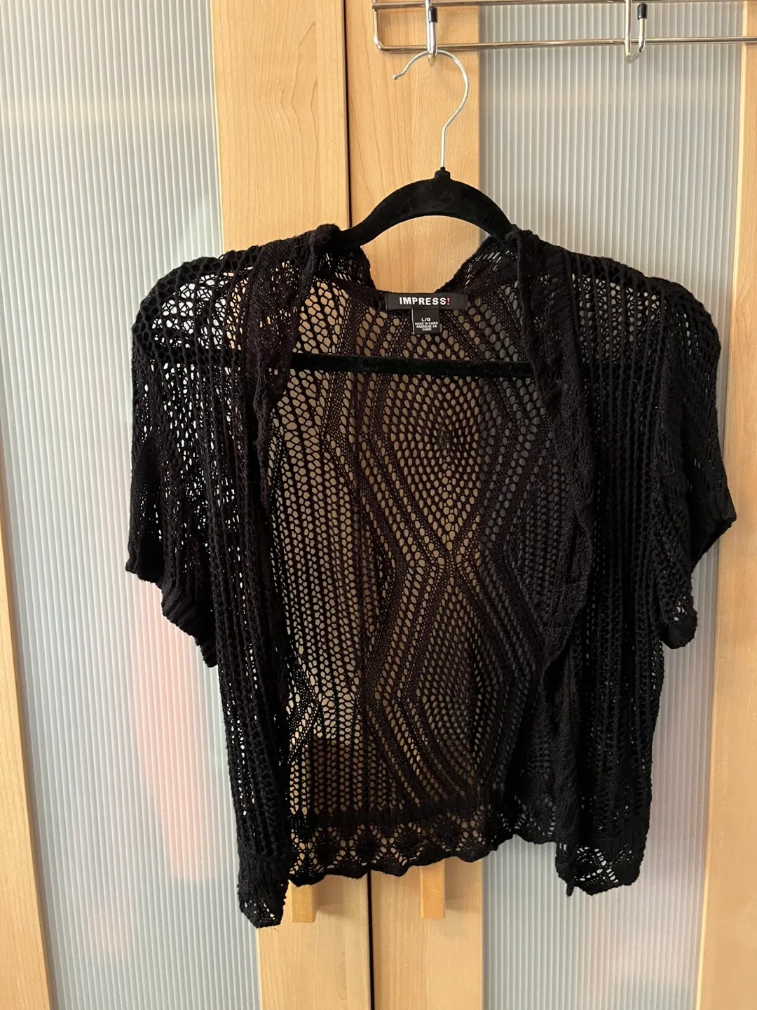 Impress! Black Crochet Shrug - Size L/G thumbnail