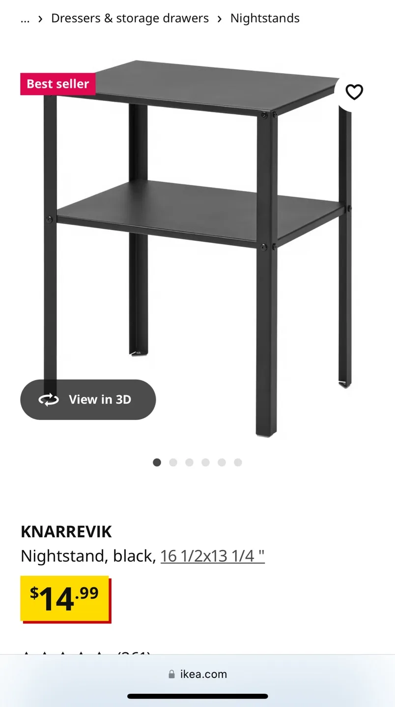 IKEA KNARREVIK Nightstand - Black thumbnail
