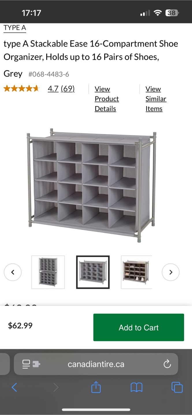 Type A Stackable 16-Compartment Shoe Organizer - Grey