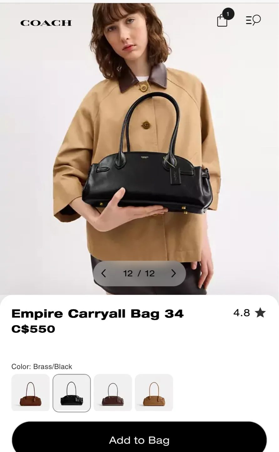 Brand new Coach Empire Carryall Bag 34 - Black thumbnail