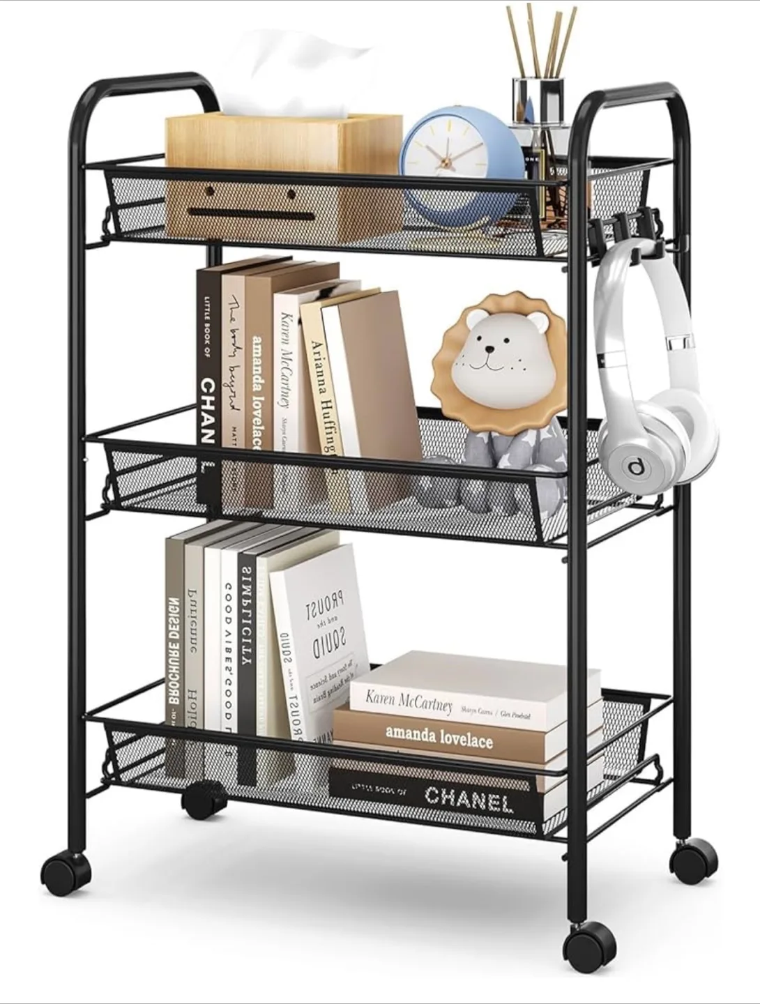 Black 3-Tier Rolling Utility Cart thumbnail