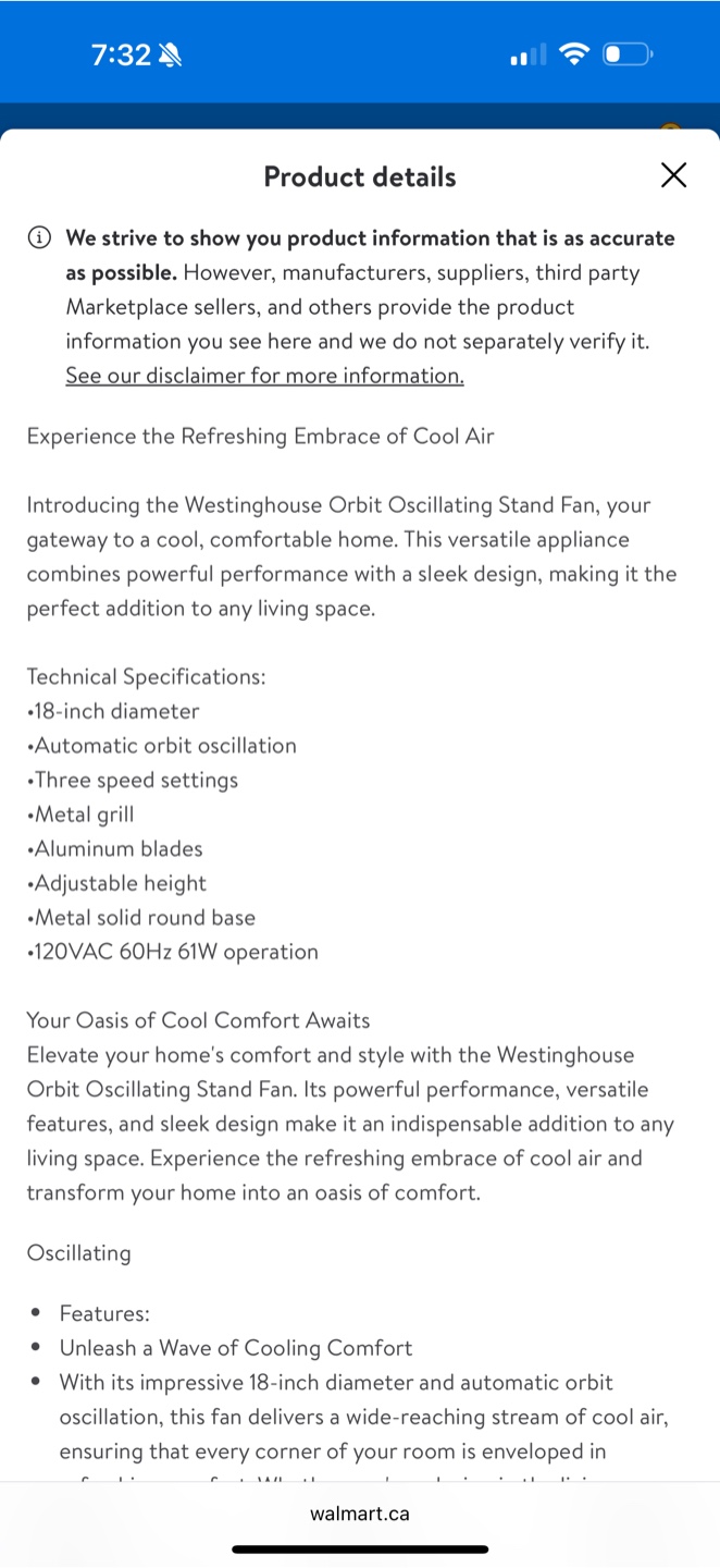 Westinghouse Orbit Oscillating Stand Fan - Black - photo 3