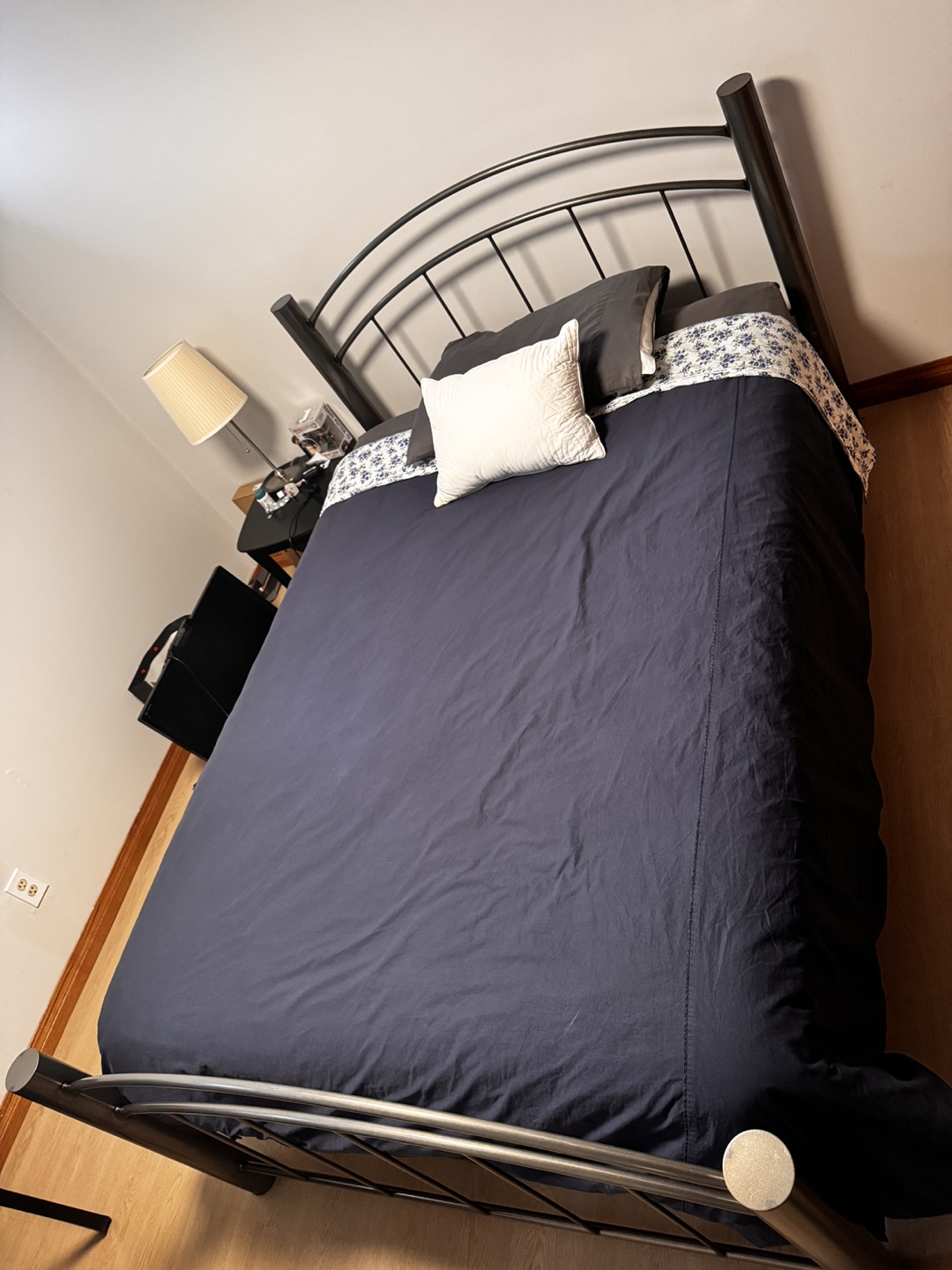 Double Size metal bed frame with mattress and box spring. - photo 2