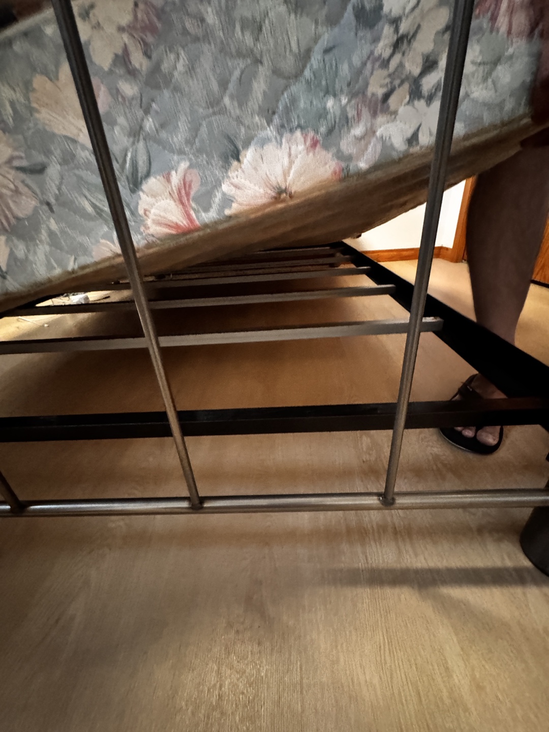 Double Size metal bed frame with mattress and box spring. - photo 4