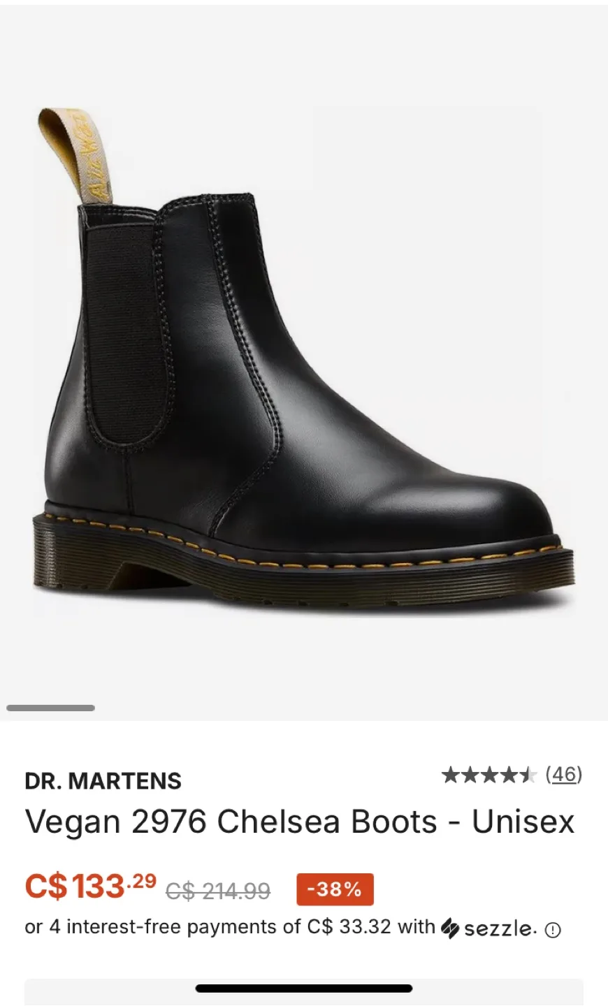 Doc Martens Vegan 2976 Chelsea Boots - US 8 thumbnail