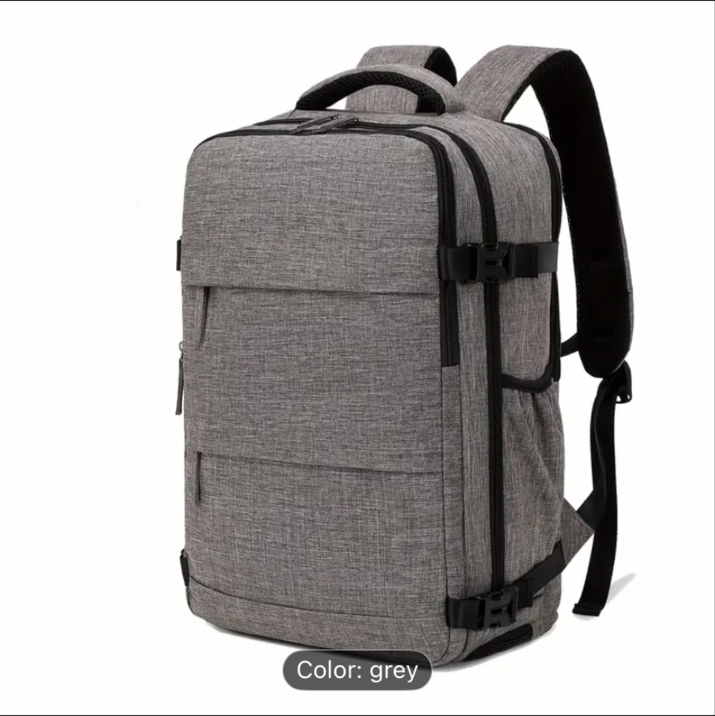 Grey Travel Backpack with Laptop & Shoe Compartments