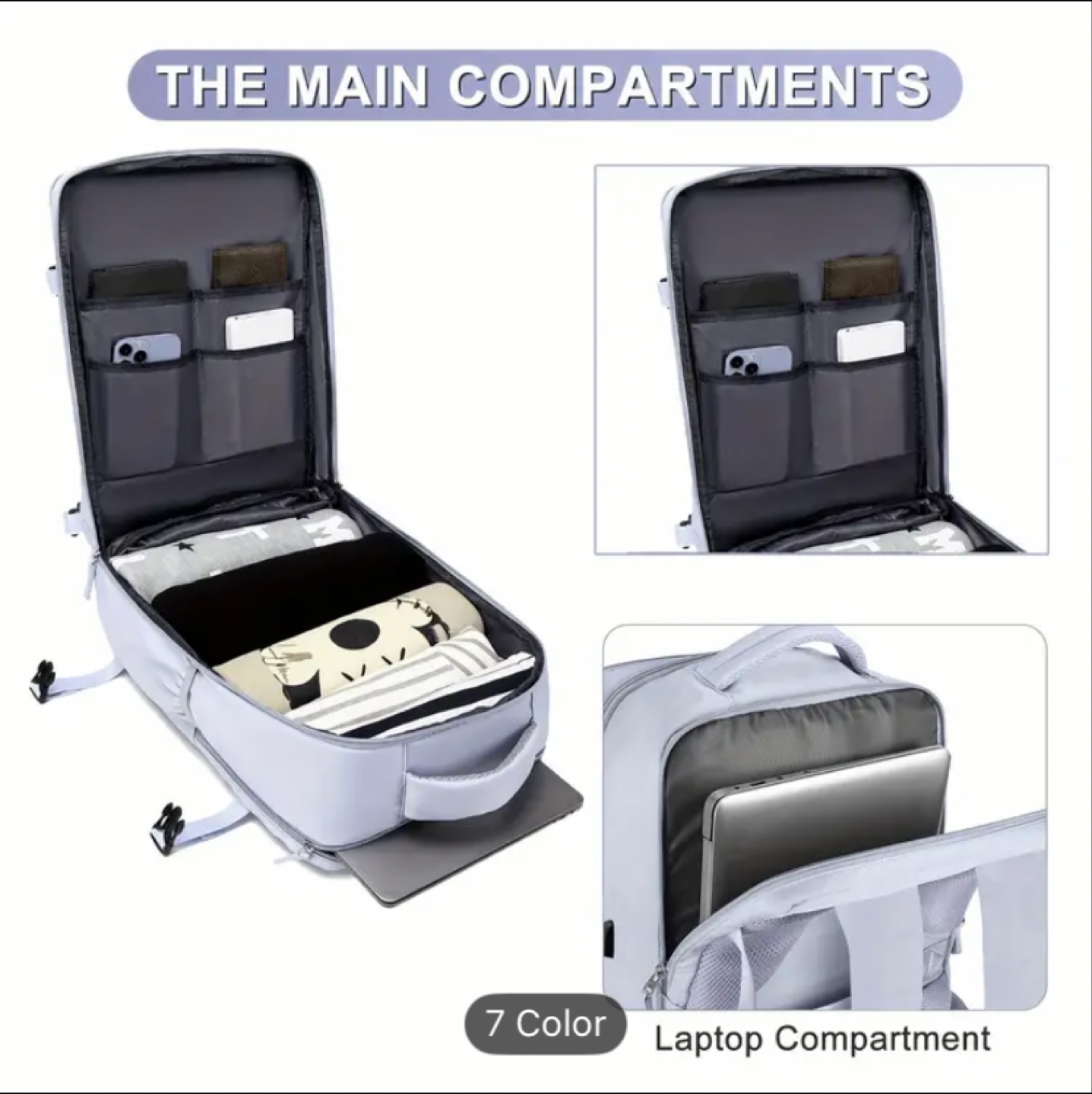 Grey Travel Backpack with Laptop & Shoe Compartments - photo 2