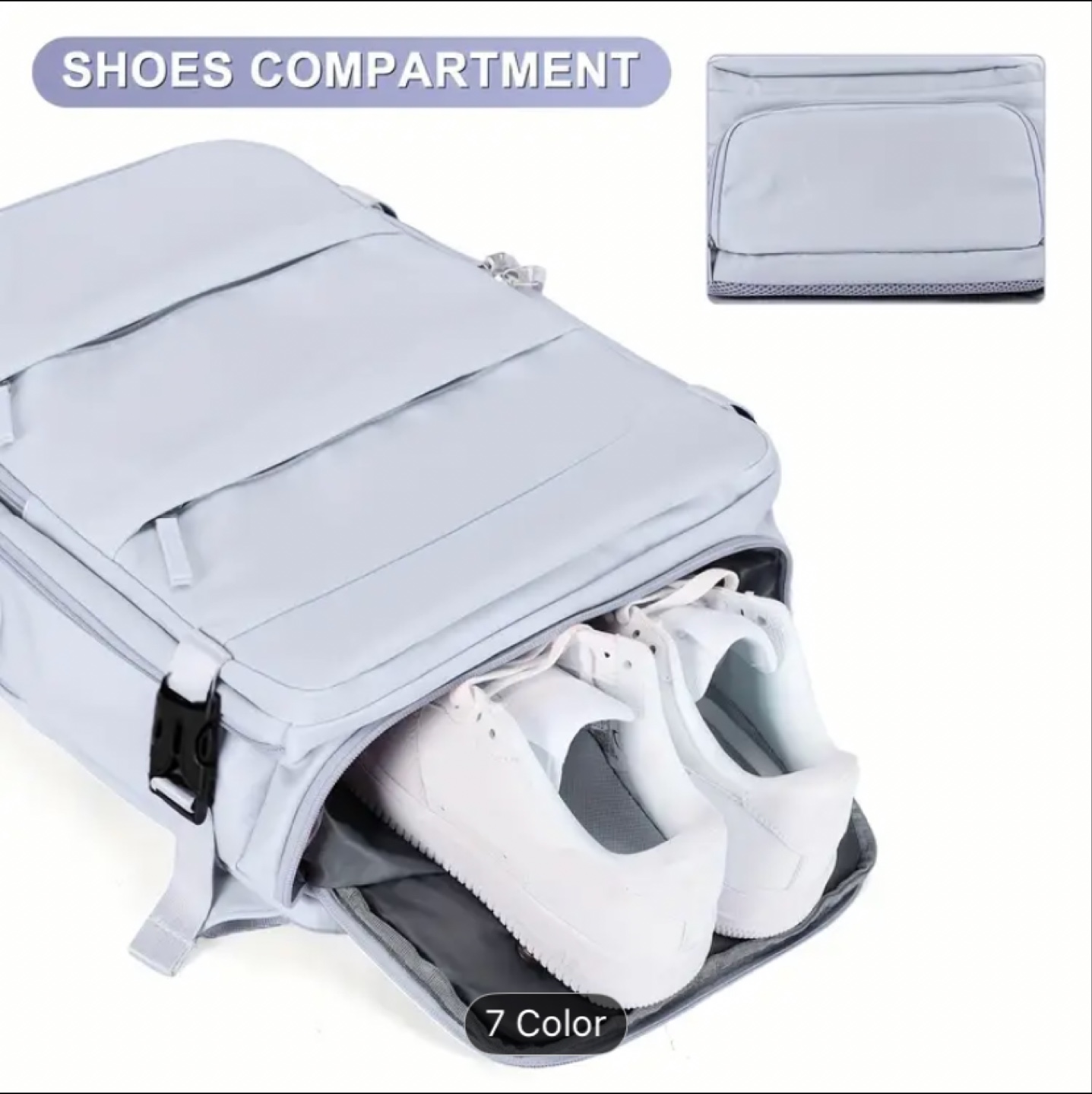 Grey Travel Backpack with Laptop & Shoe Compartments - photo 4