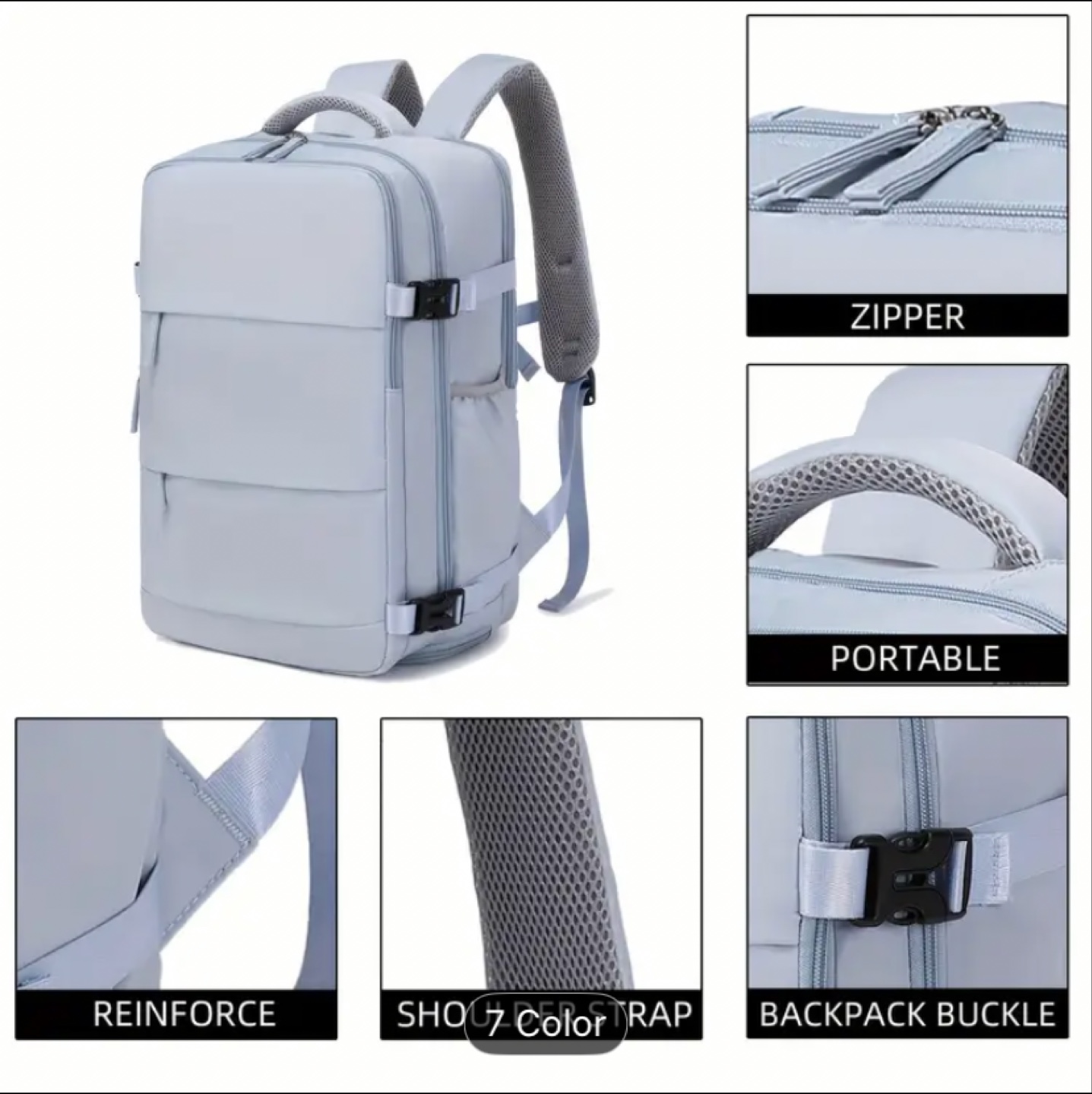 Grey Travel Backpack with Laptop & Shoe Compartments - photo 5