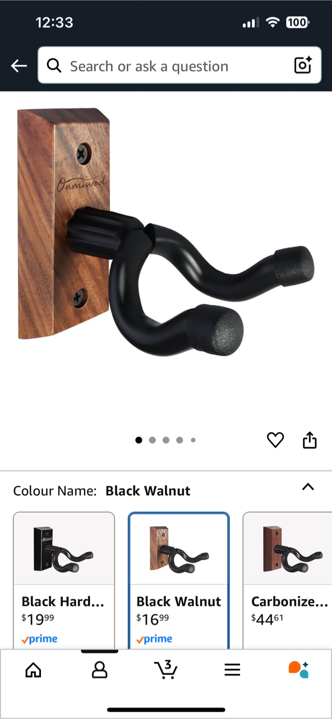 Black Walnut Guitar Hanger
