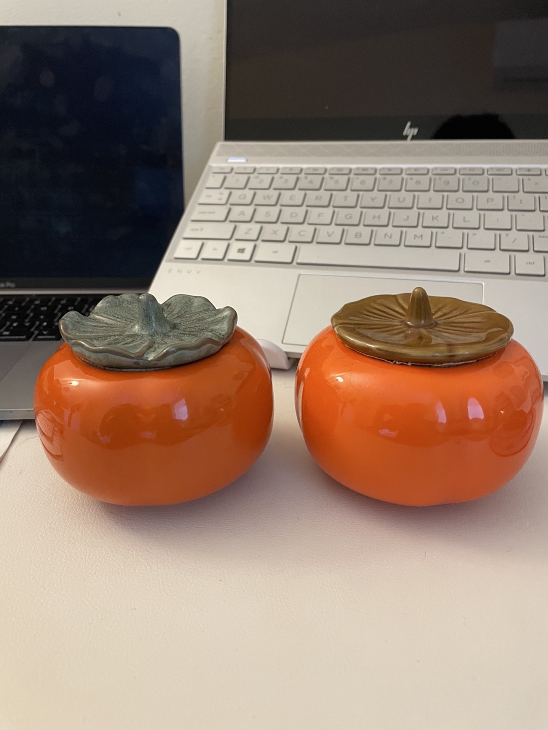 Persimmon Ceramic Tea Canisters/ small stuff containers