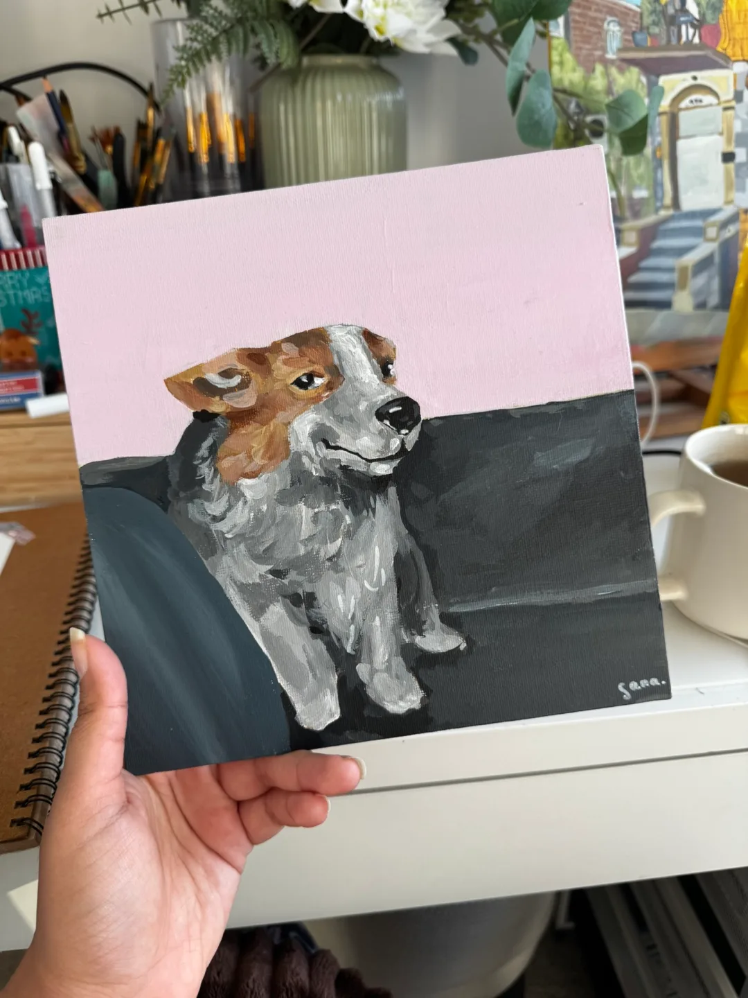 Dog Painting - Corgi 8” x 8” thumbnail