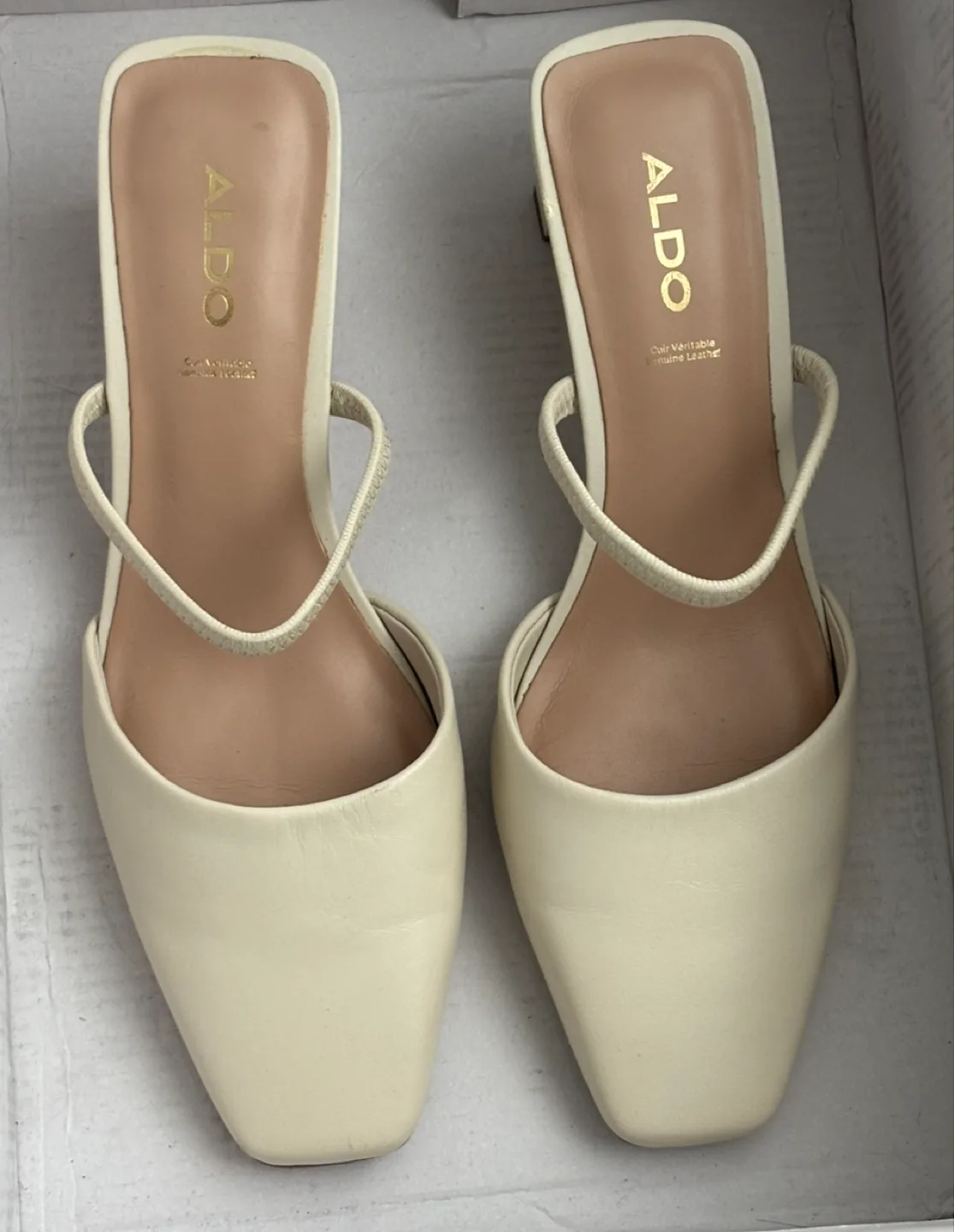 ALDO Cream Leather Heeled Sandals thumbnail