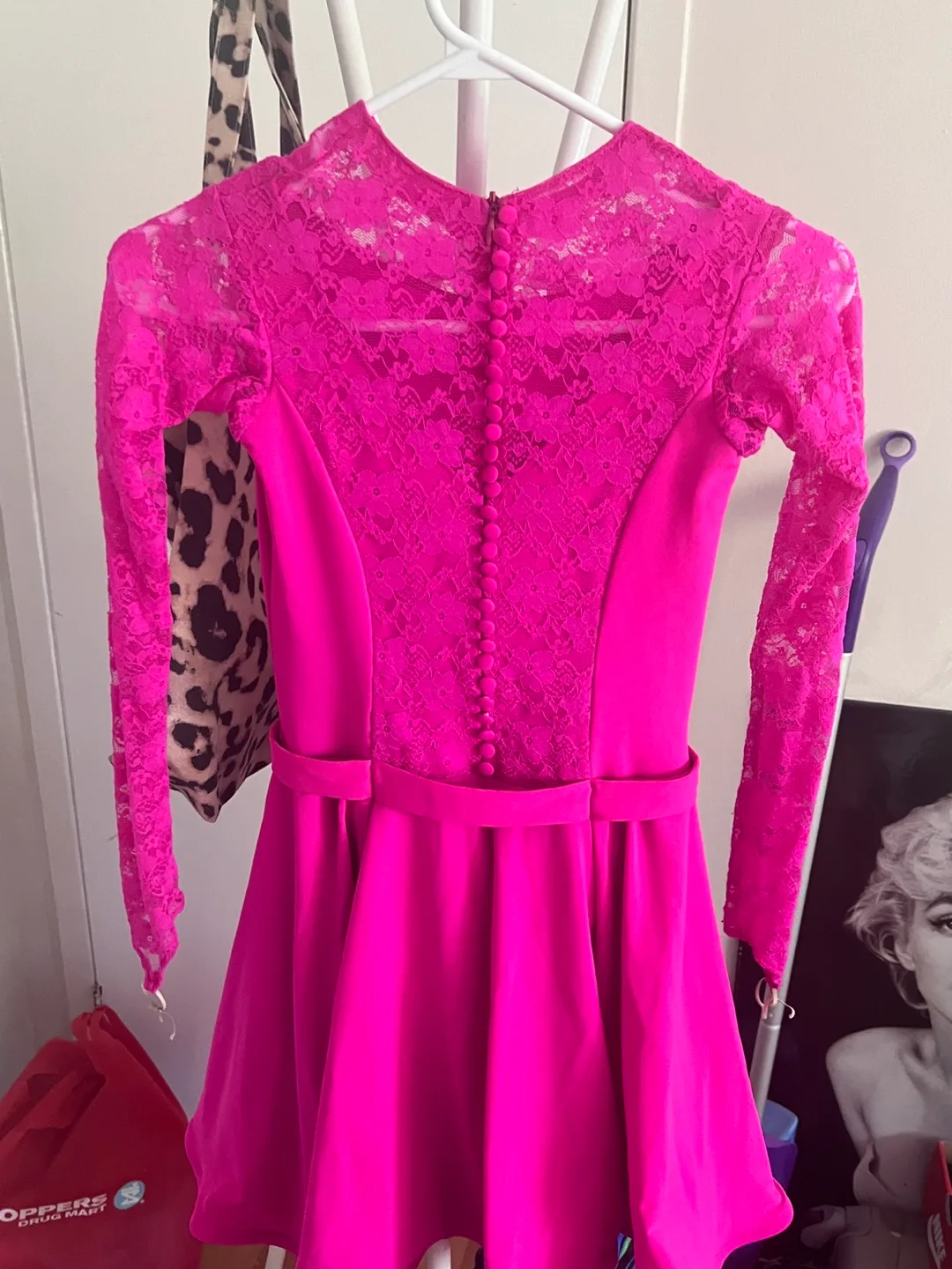 Ballroom/Latin Pink Long Sleeve Dress with Lace image indicator(2)