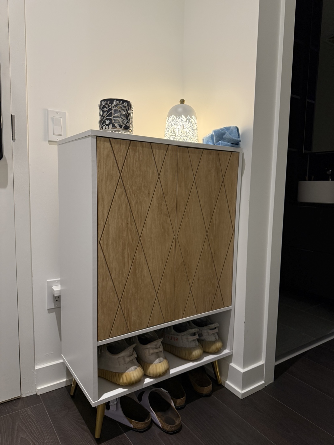 Shoe Cabinet - Oak & White