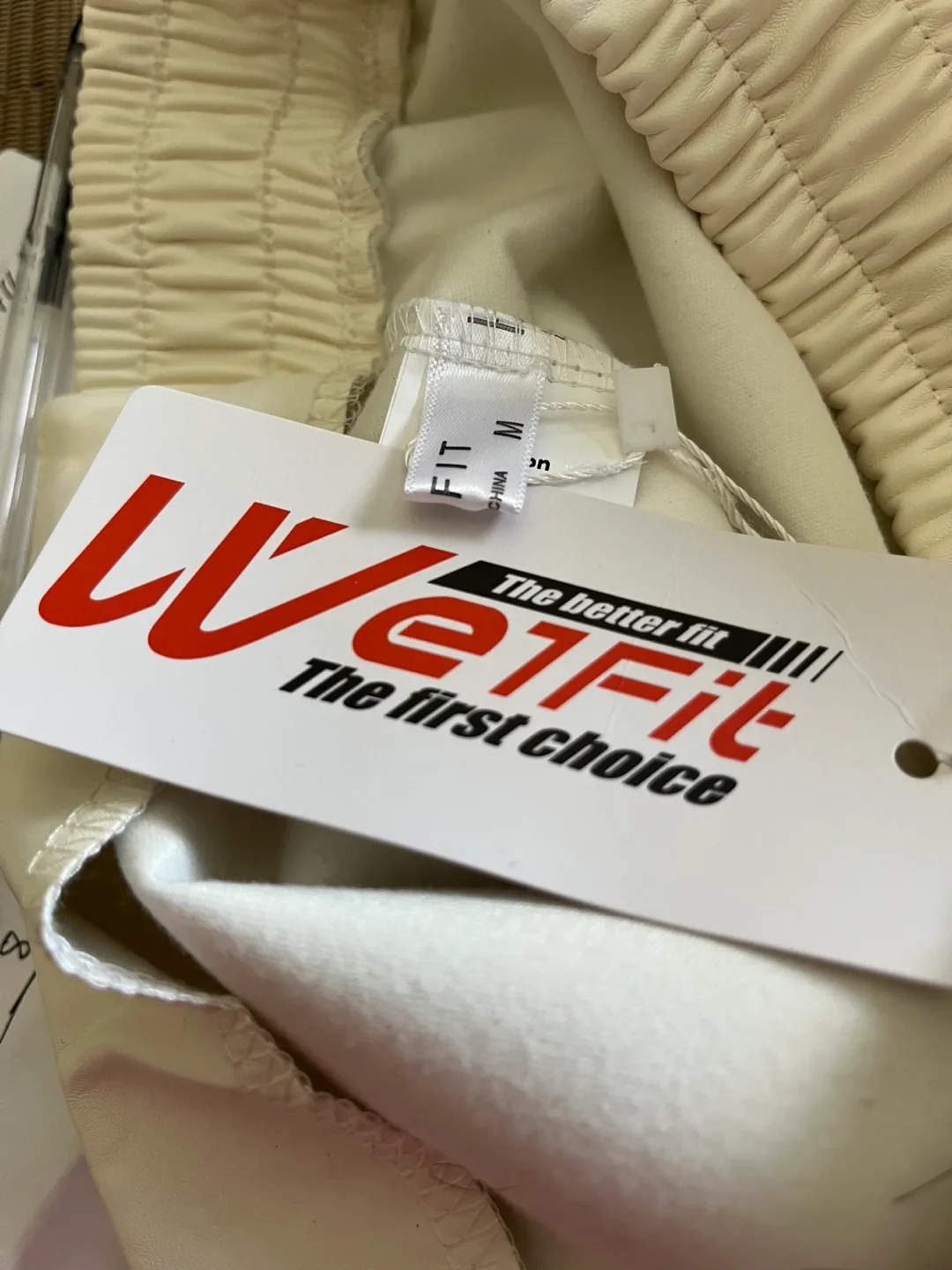 WeiFit Cream Faux Leather Shorts - Size M thumbnail