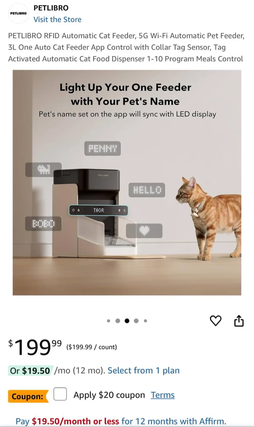 PETLIBRO Automatic Cat Feeder - New in Box! thumbnail