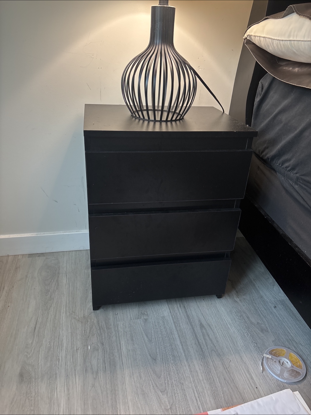 2 Black 3-Drawer Nightstand - photo 2
