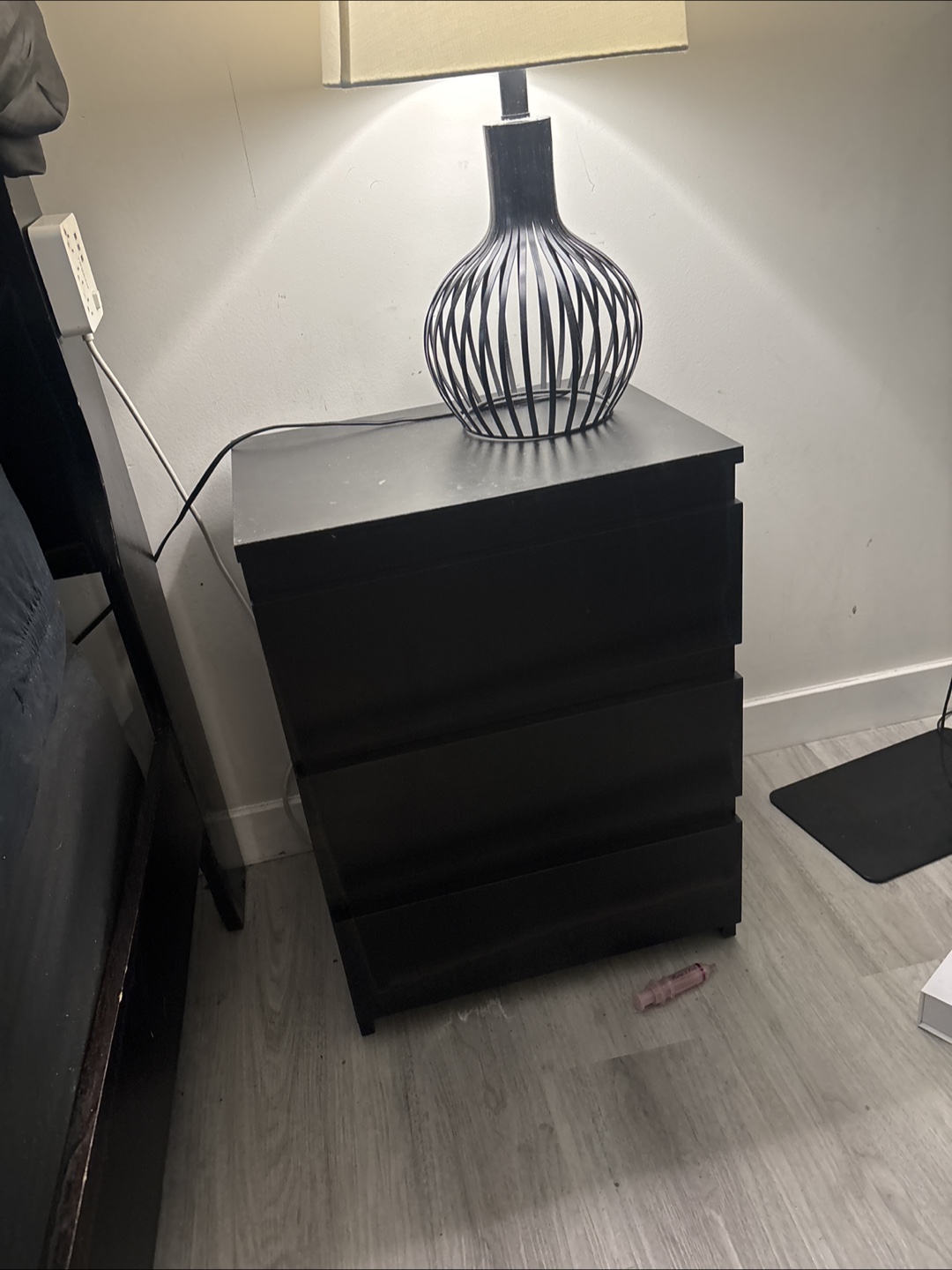 2 Black 3-Drawer Nightstand