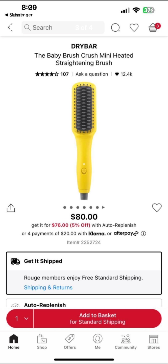 DRYBAR Baby Brush Crush Mini Heated Straightening Brush