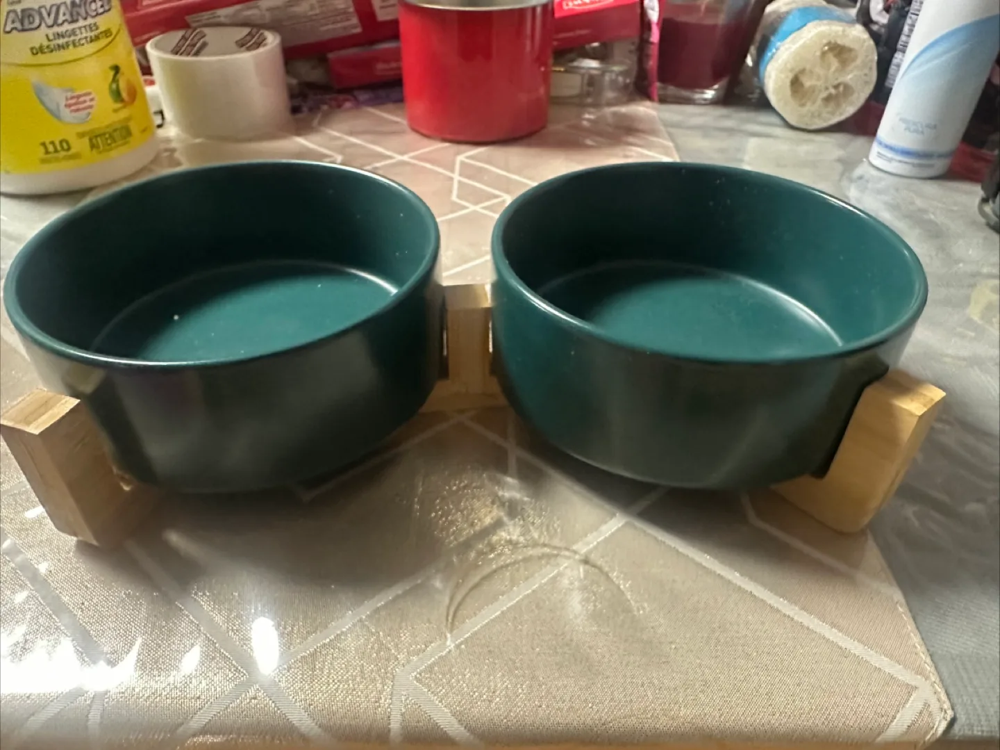 Double Pet Bowls with Bamboo Stand image indicator(2)