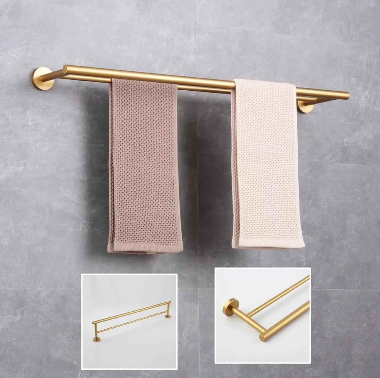 Gold Double Towel Bar - 69 cm thumbnail