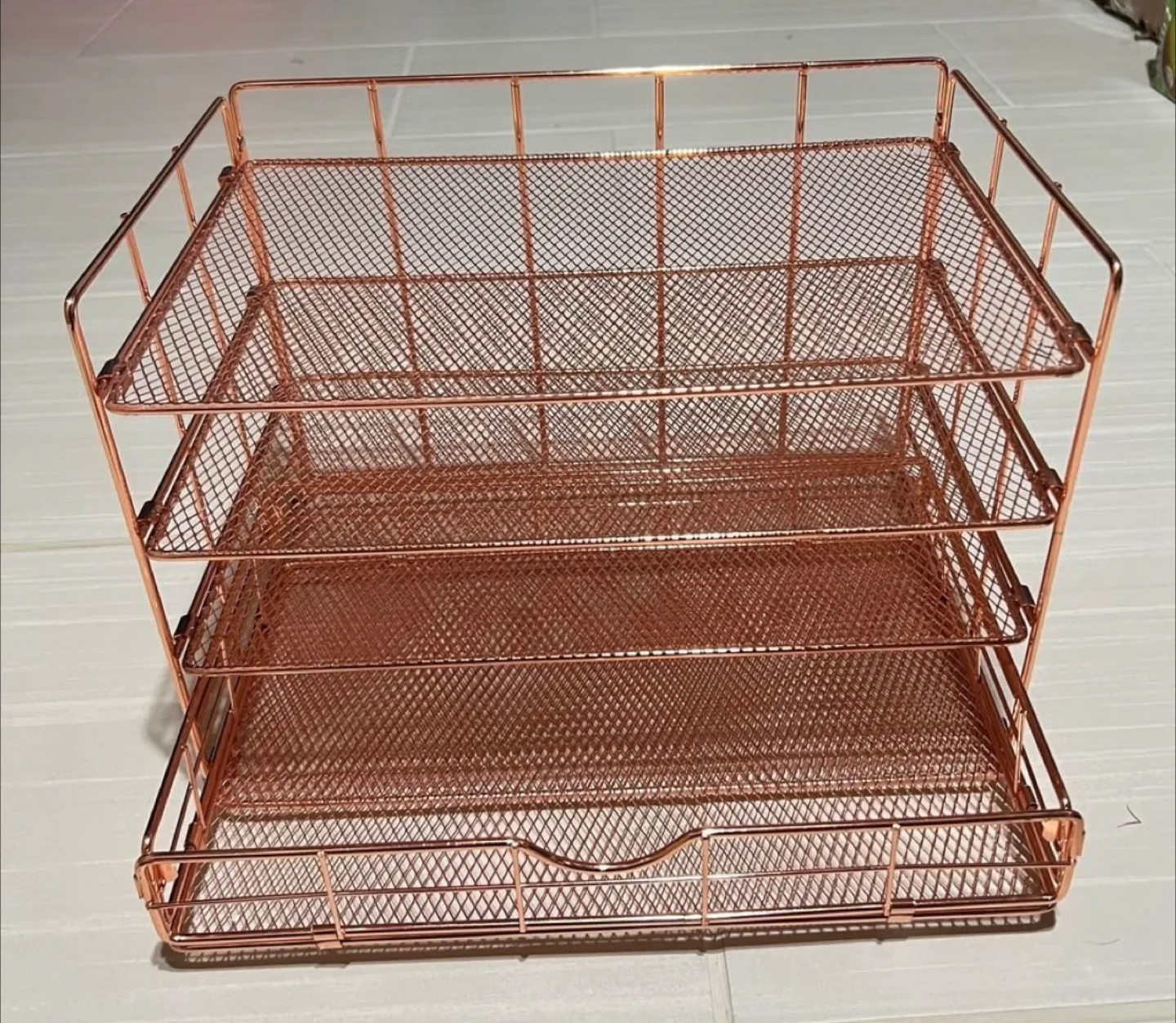 Rose Gold Metal Mesh Desk Organizer thumbnail