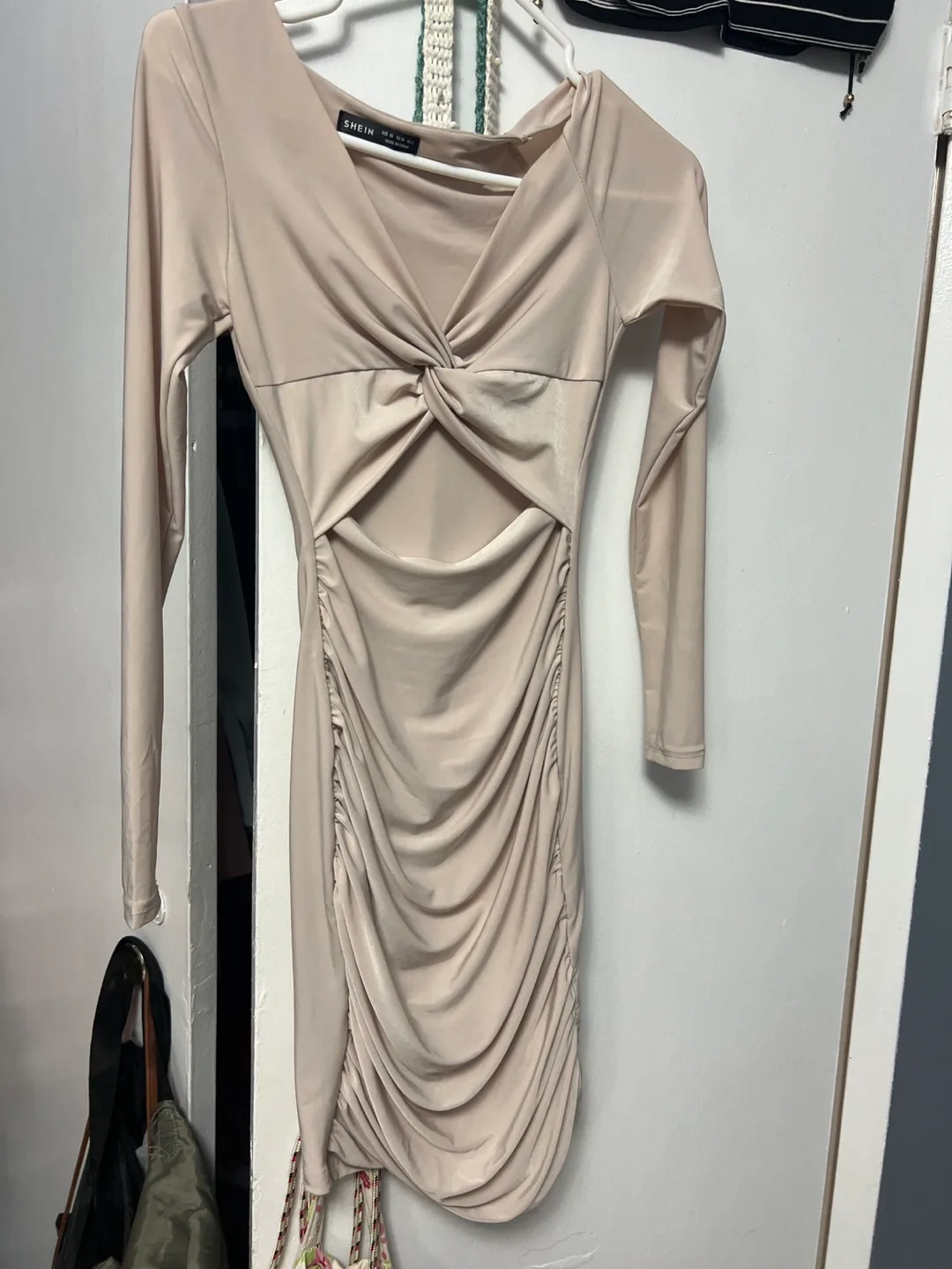 SHEIN Beige Cutout Ruched Mini Dress - XS image indicator(3)