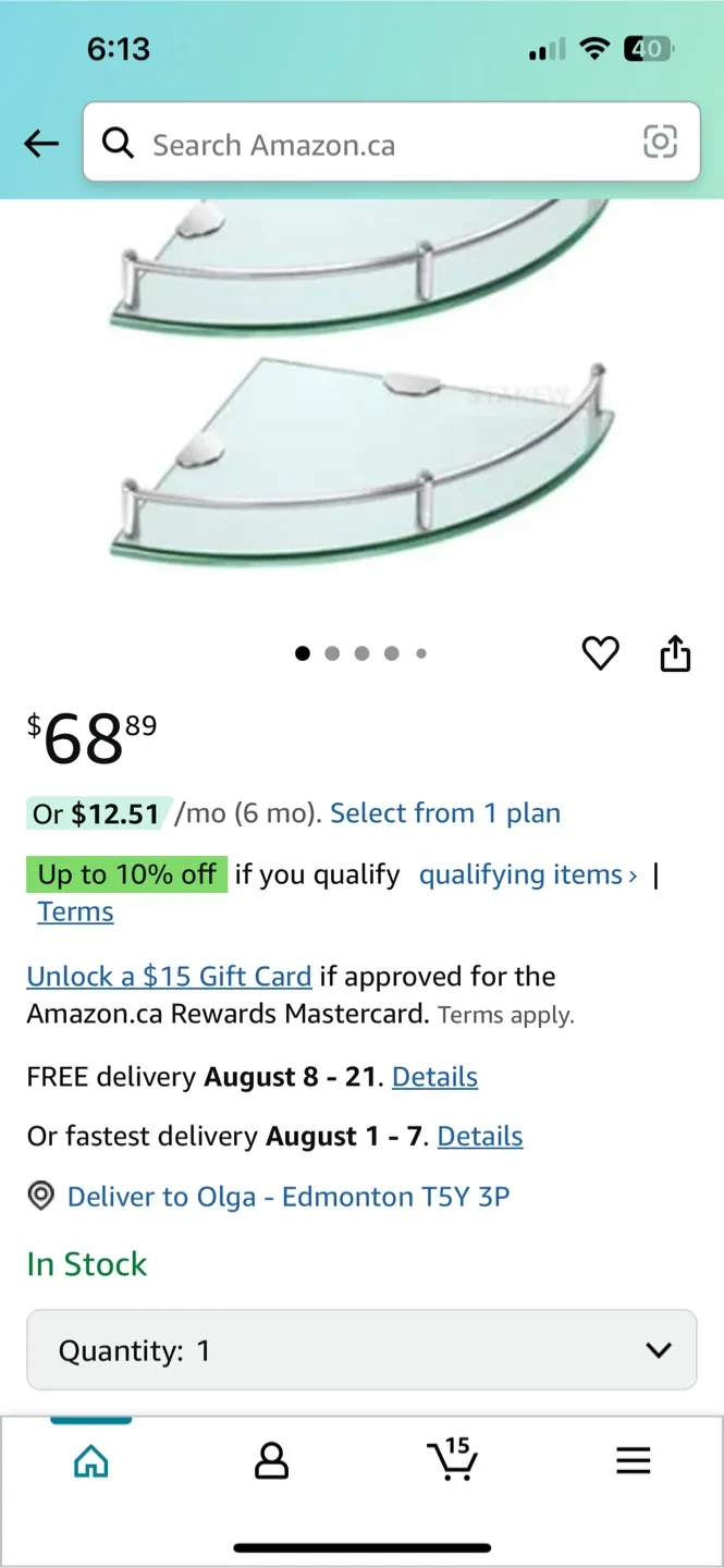 JTLB 4 Pcs Glass Corner Shelf - New in Box image indicator(2)