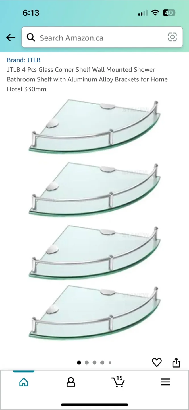 JTLB 4 Pcs Glass Corner Shelf - New in Box