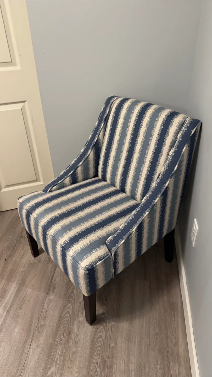 Striped Accent Chair - Blue & White thumbnail