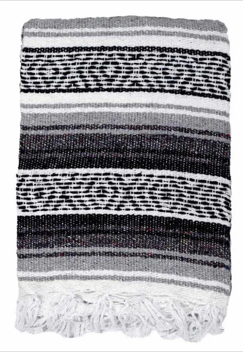 La Playa Black, Grey & White Mexican Blanket image indicator(2)