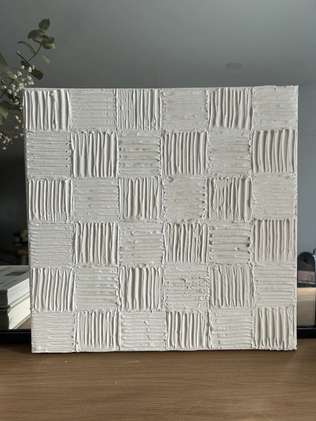 Textured White Checkerboard Wall Art image indicator(2)