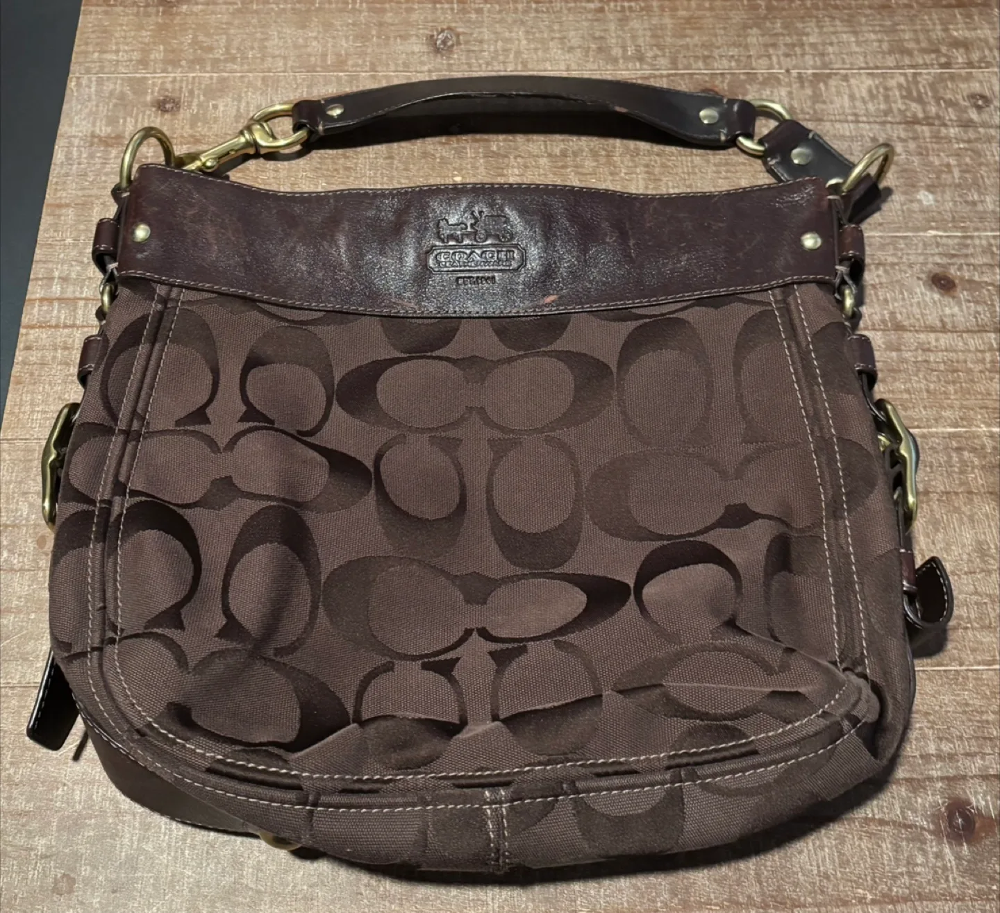 Coach Canvas Hobo Bag, Brown thumbnail