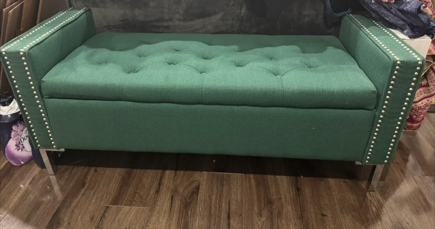 Green Storage Ottoman Bench thumbnail