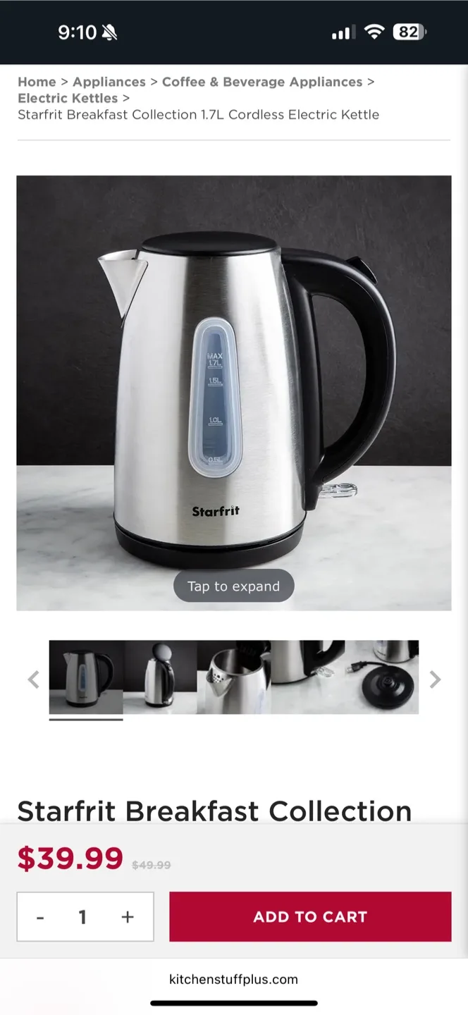 Starfrit Breakfast Collection 1.7L Electric Kettle thumbnail