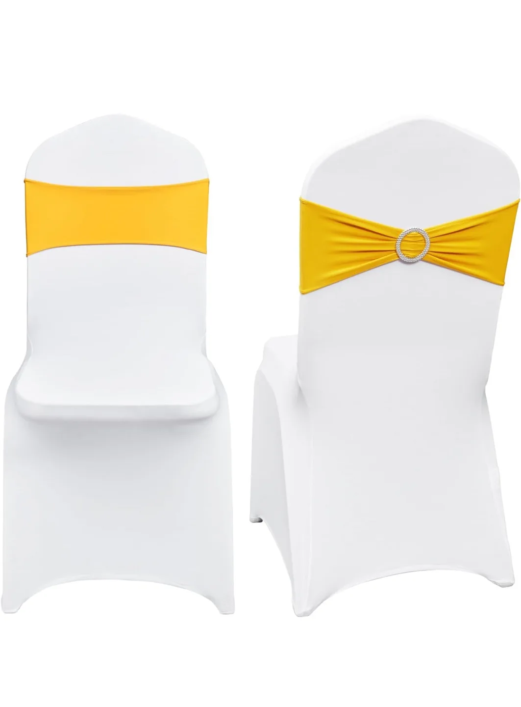 30 PCS Chair Covers with Gold Yellow Sash image indicator(3)
