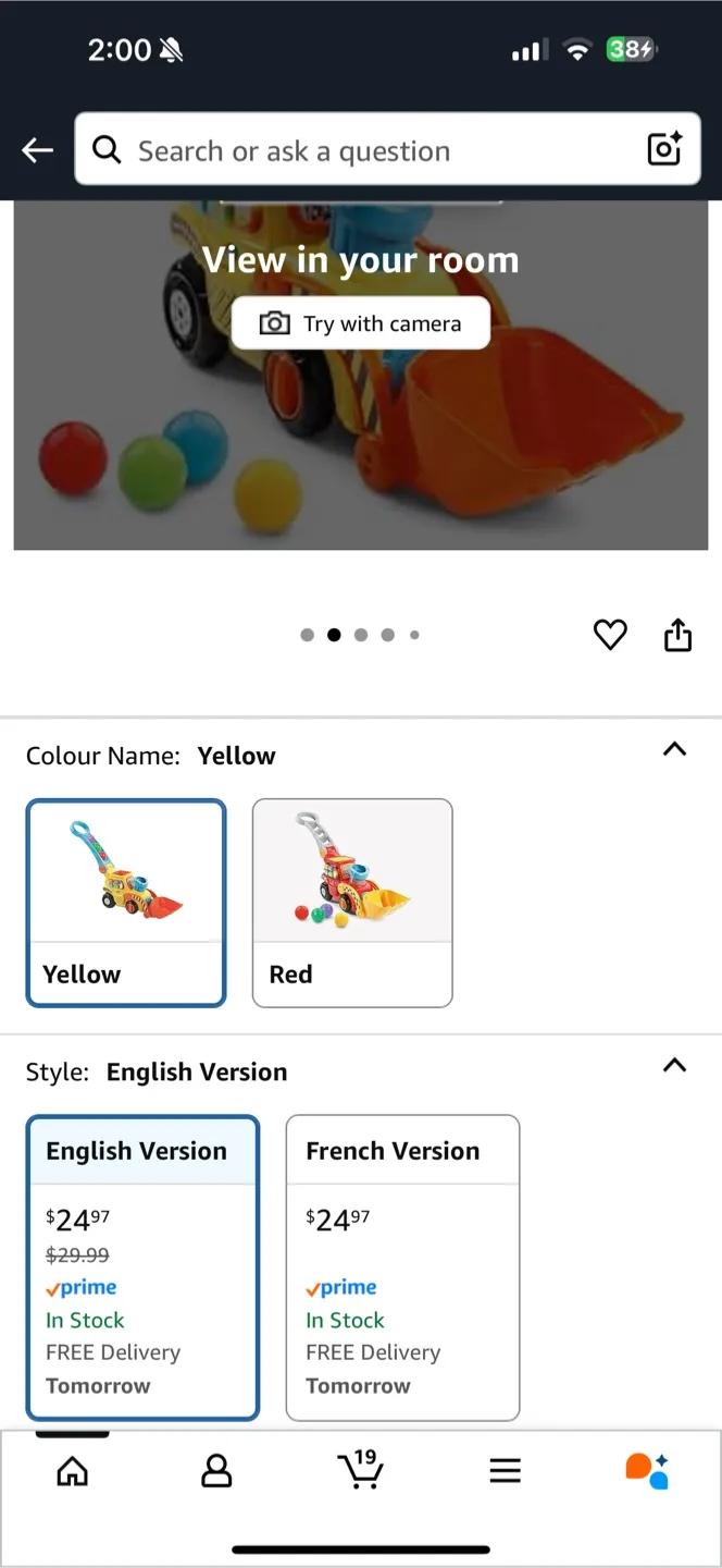 VTech Pop-a-Balls Push & Pop Bulldozer - Yellow thumbnail