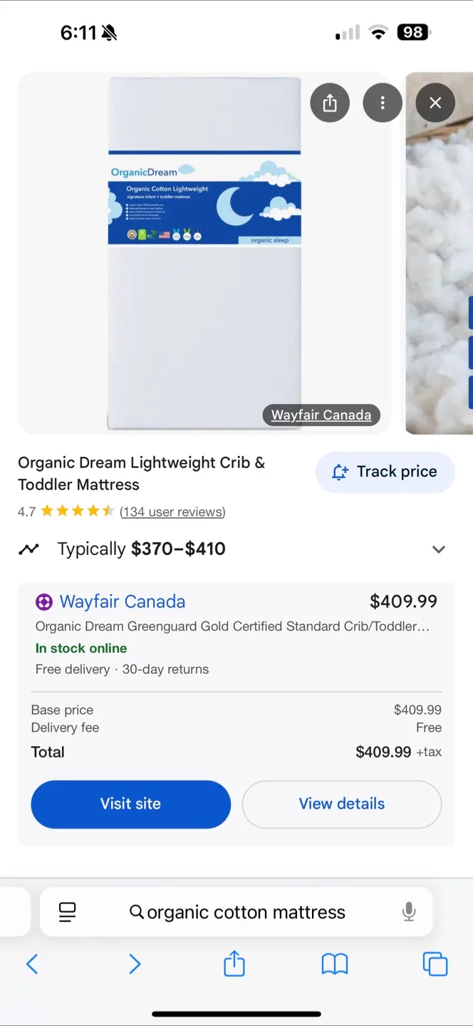 Organic Dream Lightweight Crib & Toddler Mattress thumbnail