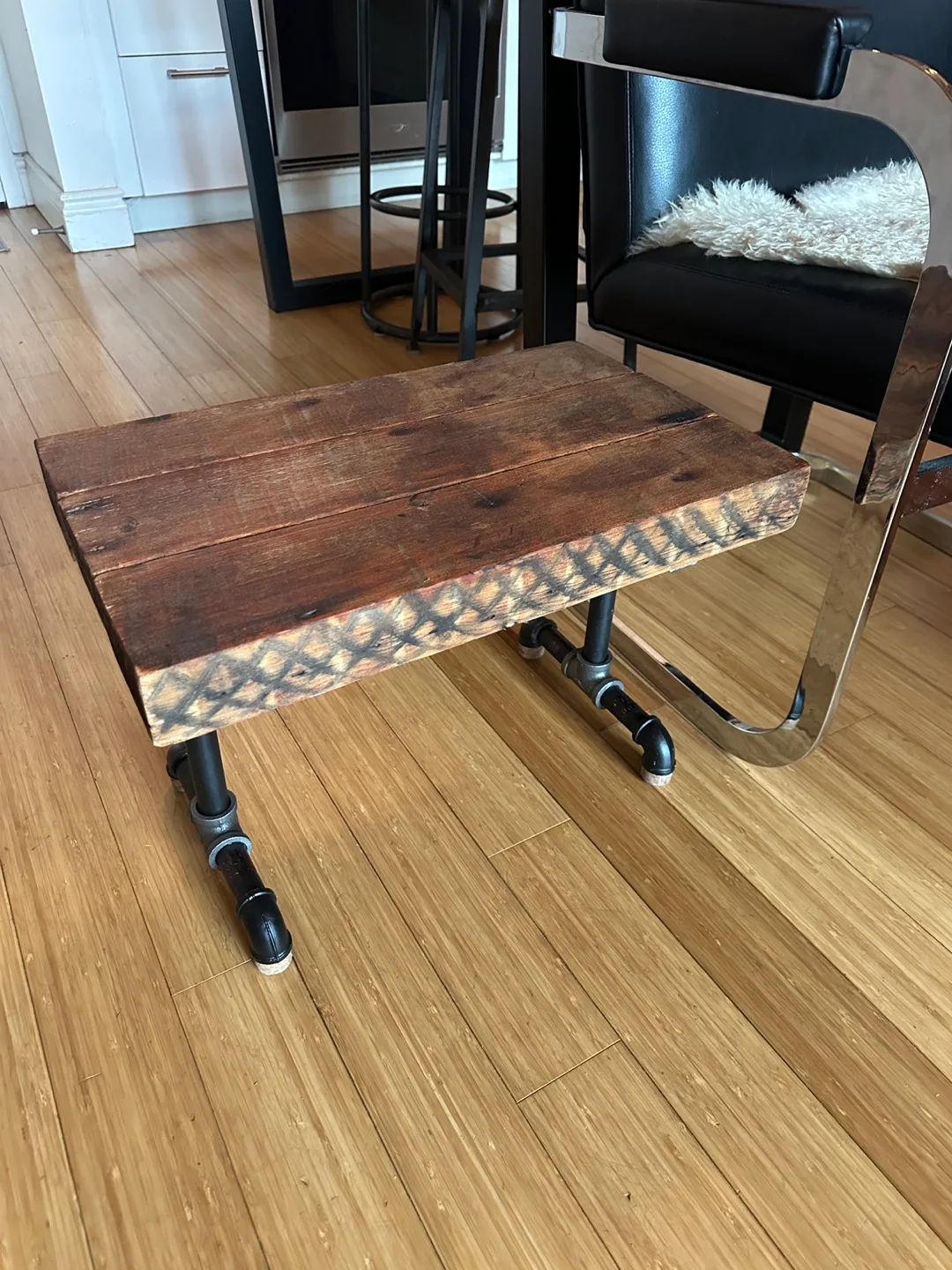 AUTHENTIC VINTAGE RECLAIMED WOOD SIDE END COFFEE TABLE STEEL thumbnail