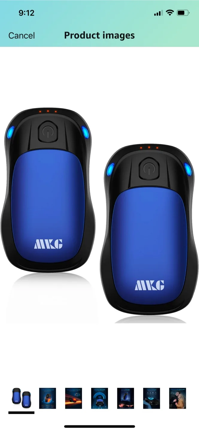 New MKG 2-in-1 Electric Hand Warmers (Blue) thumbnail