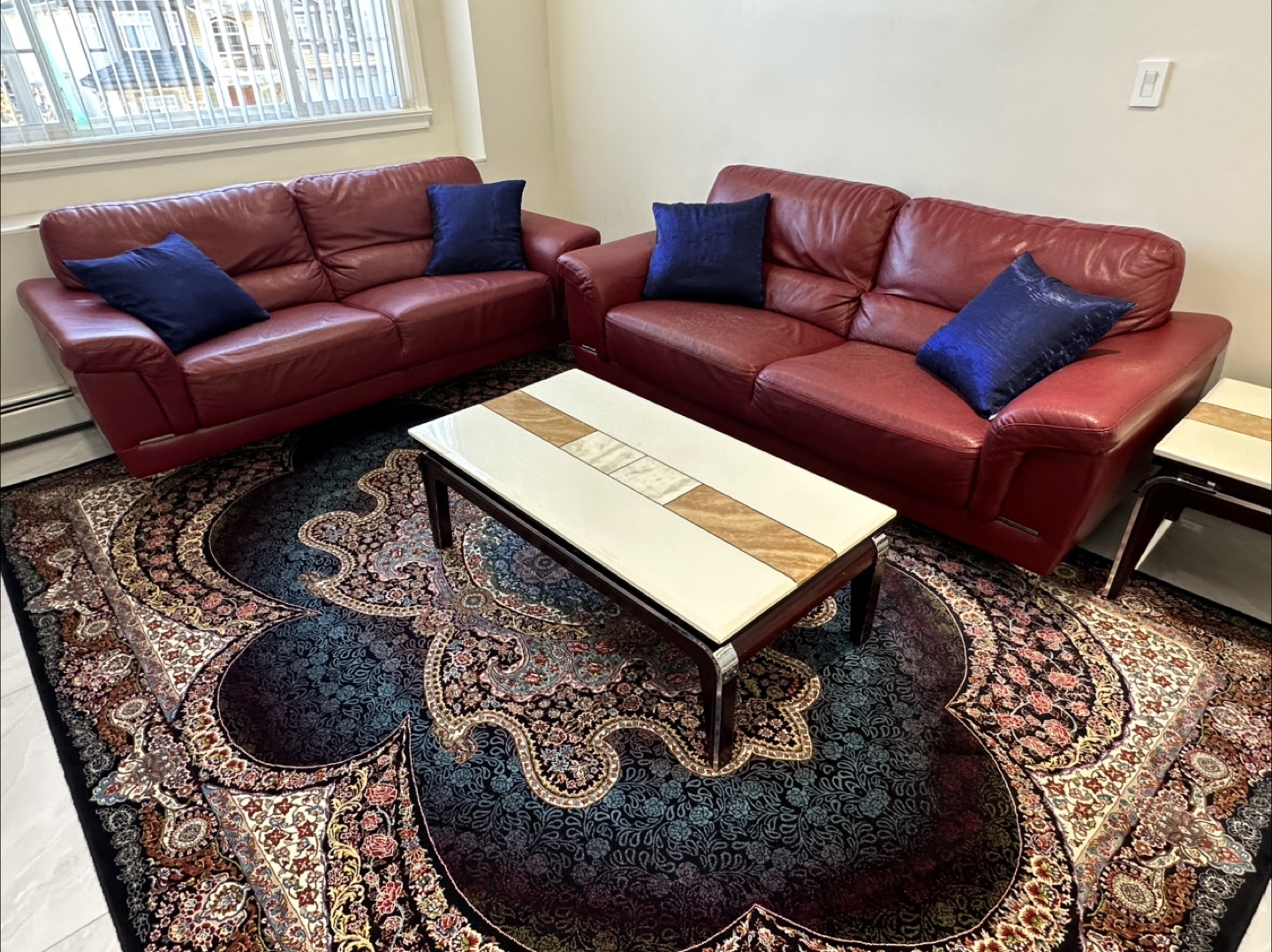 Red Leather Sofa Set