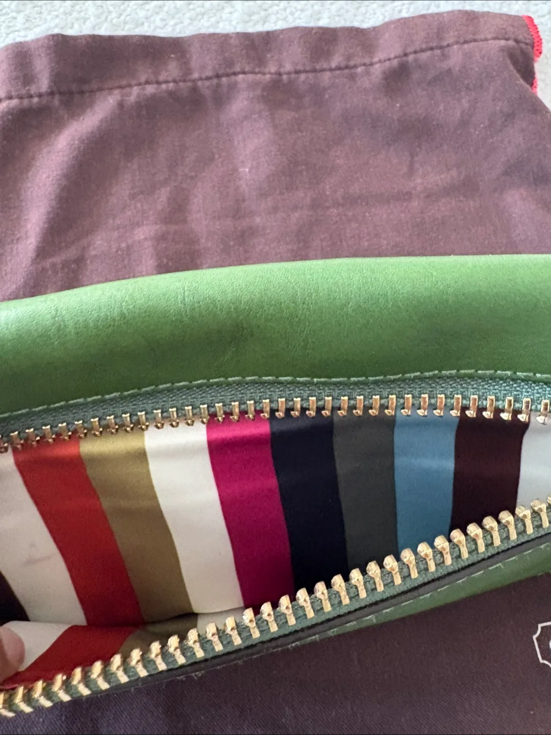 ⭐️ Coach ⭐️ Emerald Green with Lime Green Piping Clutch/Wallet image indicator(4)