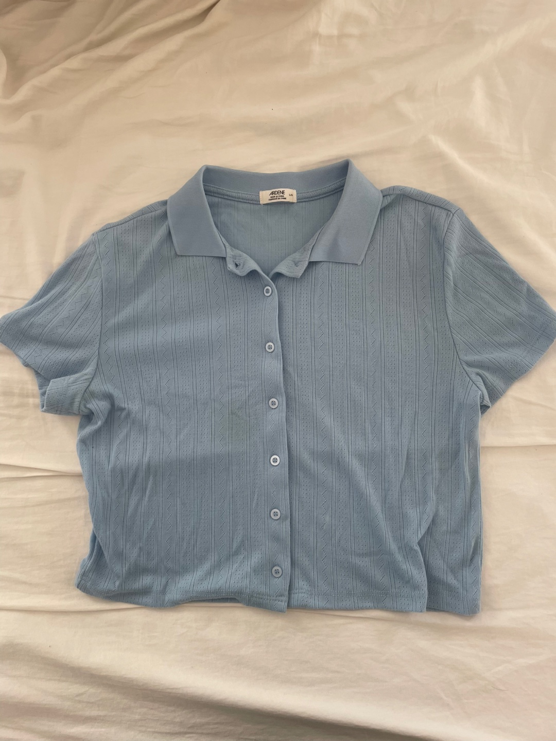 ardene cropped blue polo shirt