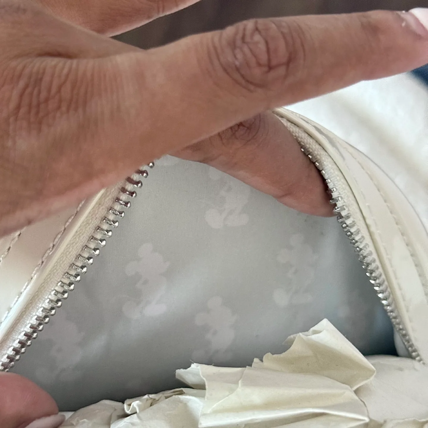 New Pearl White Mickey Mouse Signature Disney Loungefly Backpack image indicator(4)