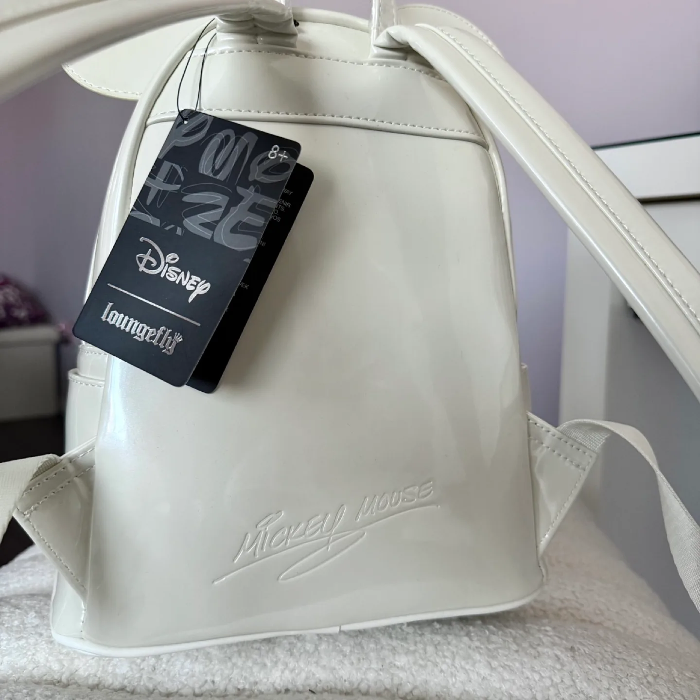 New Pearl White Mickey Mouse Signature Disney Loungefly Backpack image indicator(3)