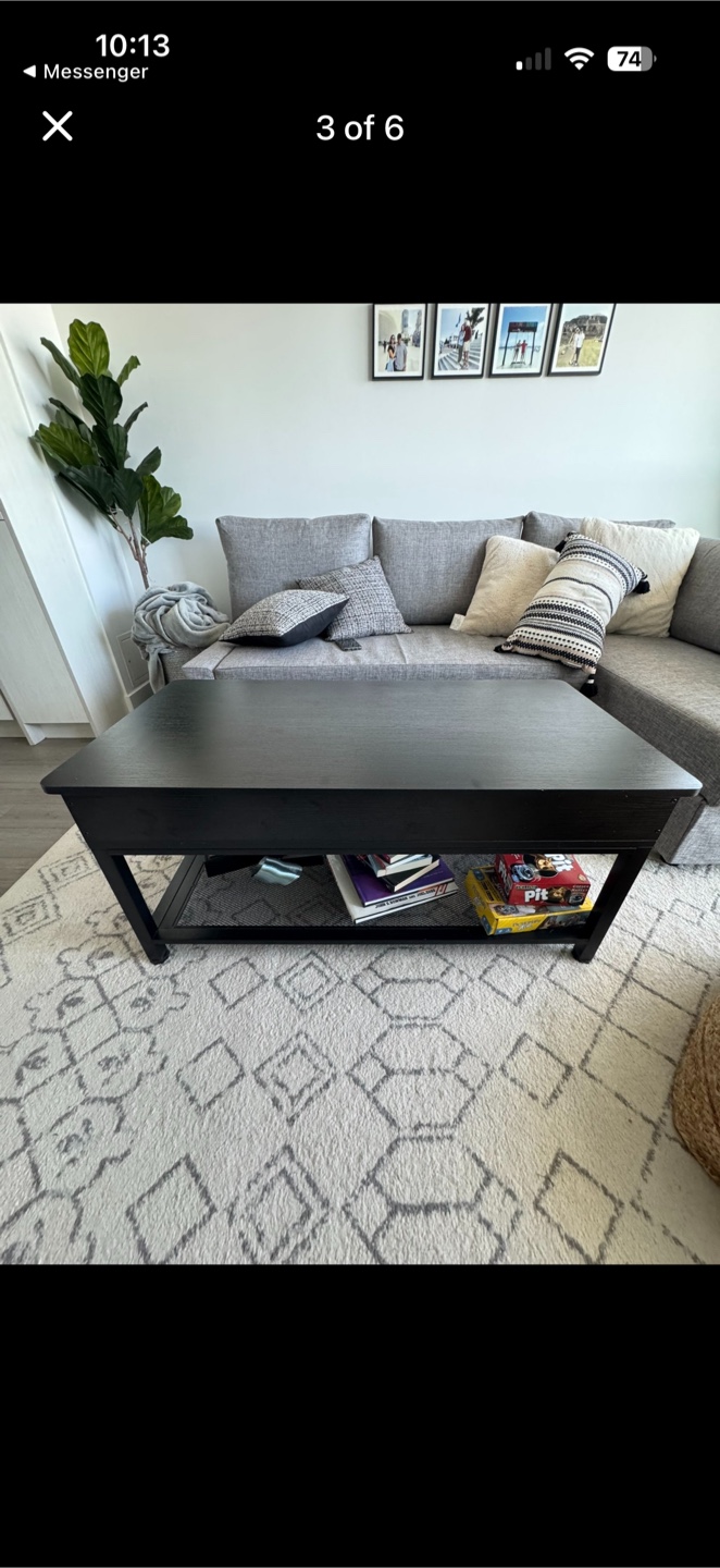 Black Lift Top Coffee Table - photo 3